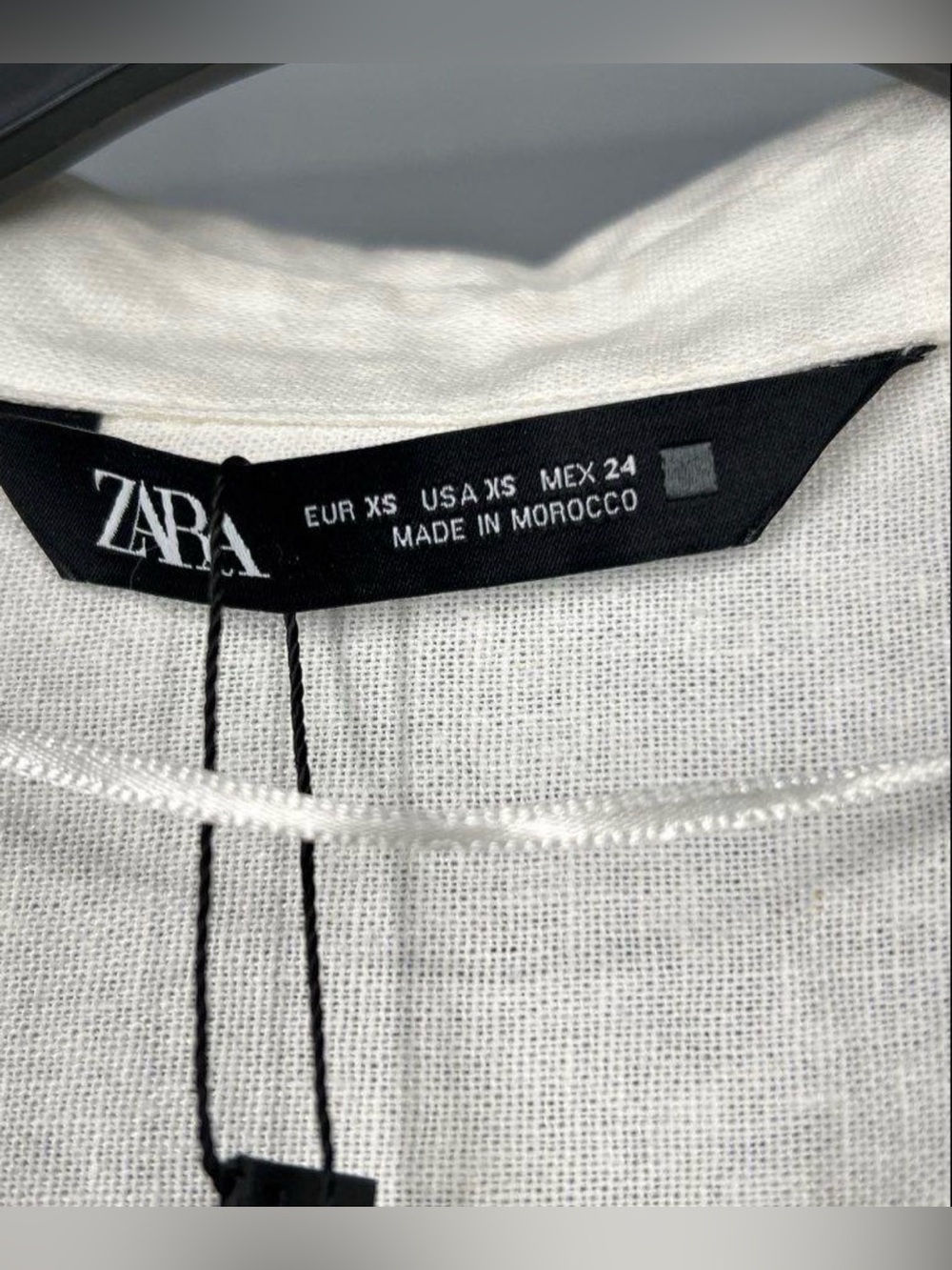 NWT Zara linen White & Green Embroidered Button-Front Shirt Dress - Picture 2 of 3